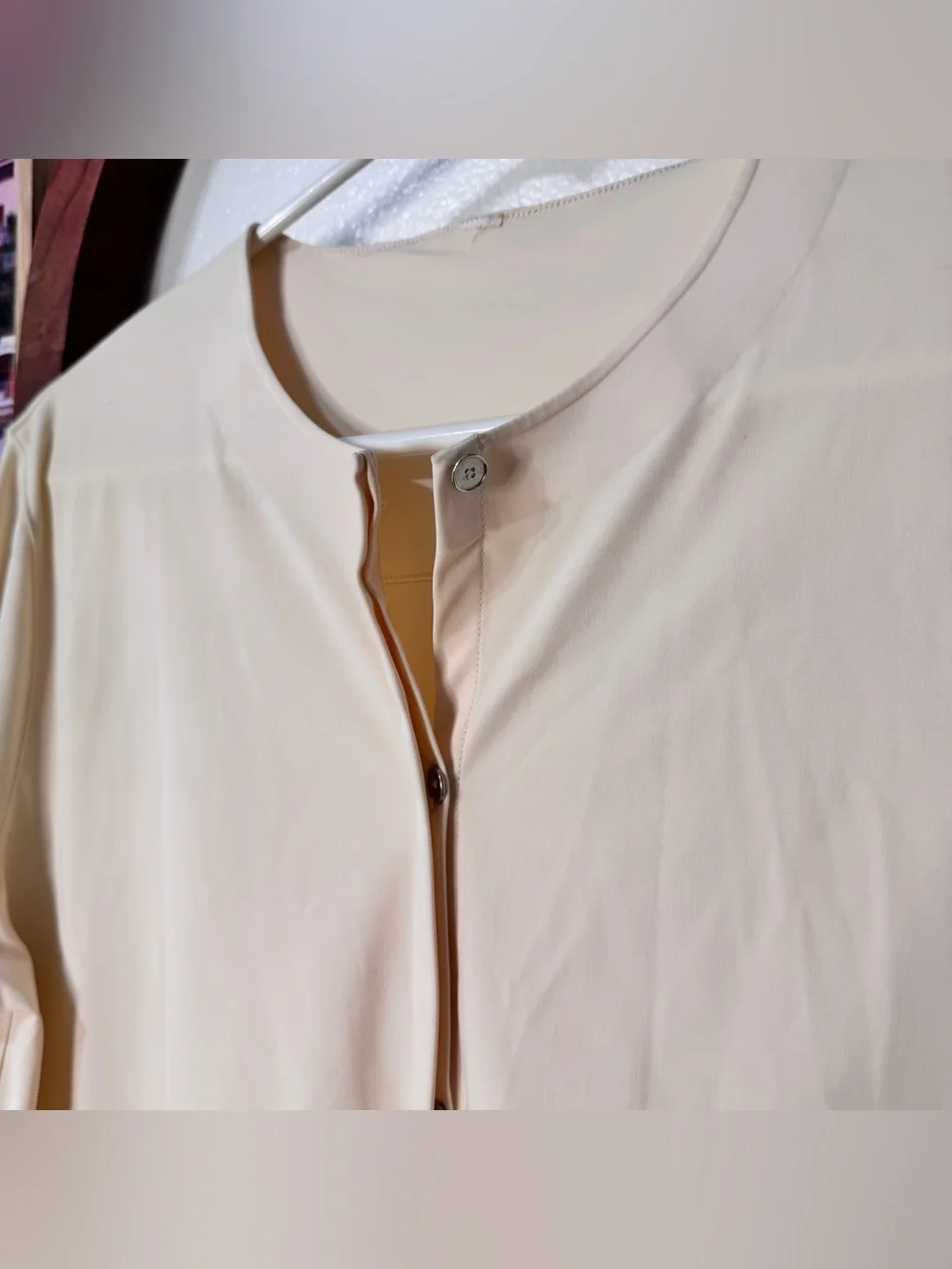 Lululemon Button Down Long Sleeve Top Panel Back Ivory Cream